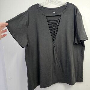 Organic Generation Upcycled Open Front T-Shirt Size 3XL Gray Cotton NEW